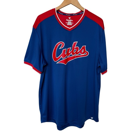 Fanatics Men's MLB Chicago Cubs V-Neck Jersey Blue/Red Size XL Game Day Casual - Picture 1 of 6